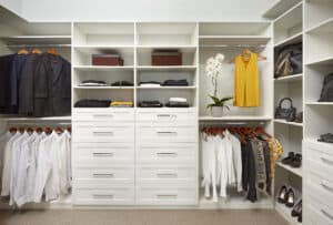 a photo of a white closet done by incredible home on Vancouver island 